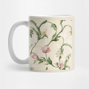 Vintage Pink and Green Floral Pattern Muted Tones Mug